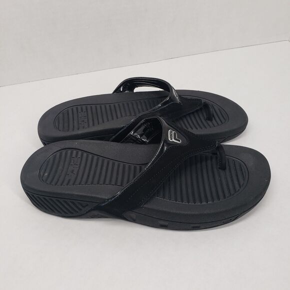 Fila Flip Flop Sandals Women 10 Black Chunky Casual Vacation Walk-N-Sculpt Beach - Picture 2 of 14